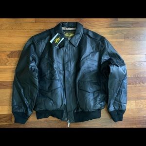 Luxury Lane Landing Leathers Mens Air Force A-2 Leather Flight Bomber Jacket XL